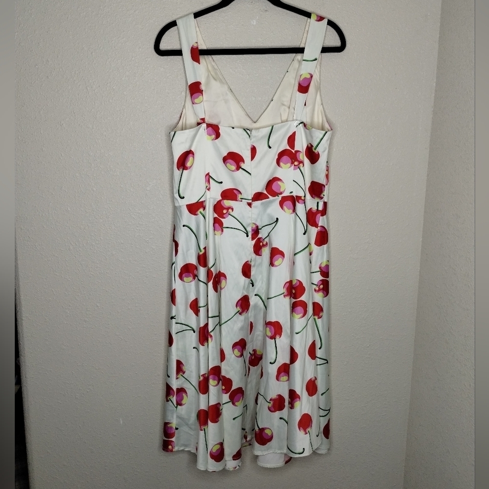 TATYANA Cherry V Neck Sleeveless Retro Midi Swing Dress Women's Plus Size 2X - Picture 7 of 8